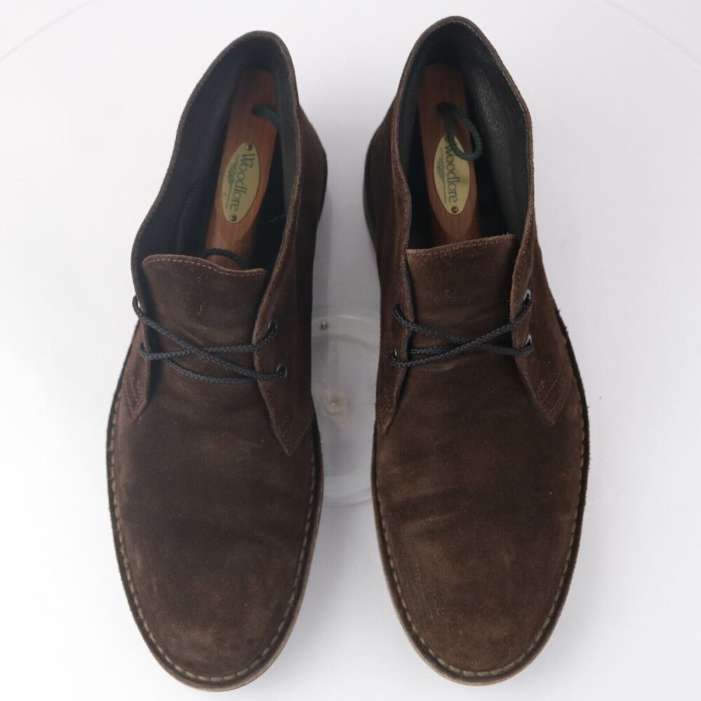Bloomingdales Mens Chukka Boot Size 12 Brown Suede Lace Up Casual Plain Toe - Picture 2 of 13